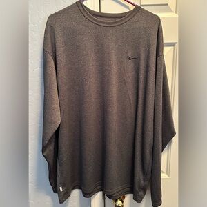 Nike Men’s Heather Gray Crewneck Sweater with Black Swoosh